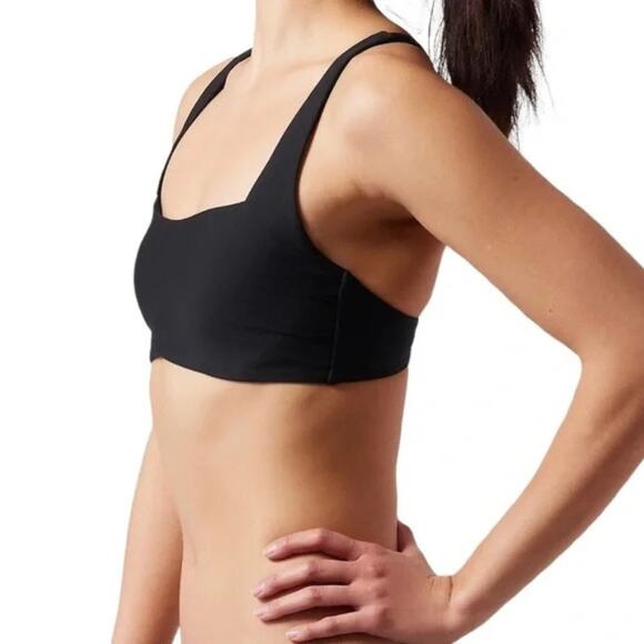 Athleta Square Neck Bra Cup Black Bikini Top Size 40D/DD - Picture 2 of 10